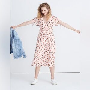 Madewell Tie-Sleeve Ruffle-Waist Midi Dress in Countryside Blooms, Size 00